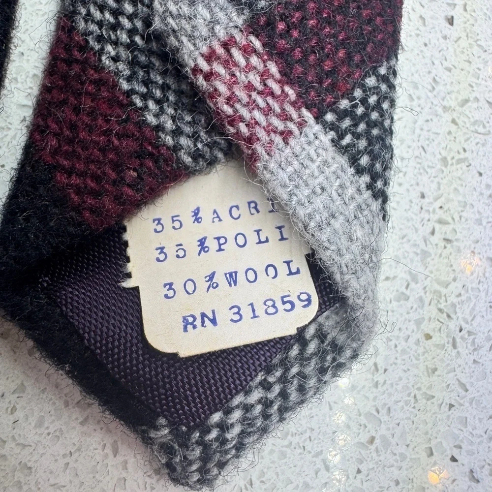 G. Galvani Vintage Red and Gray Plaid Tartan Wool Tie  NWT